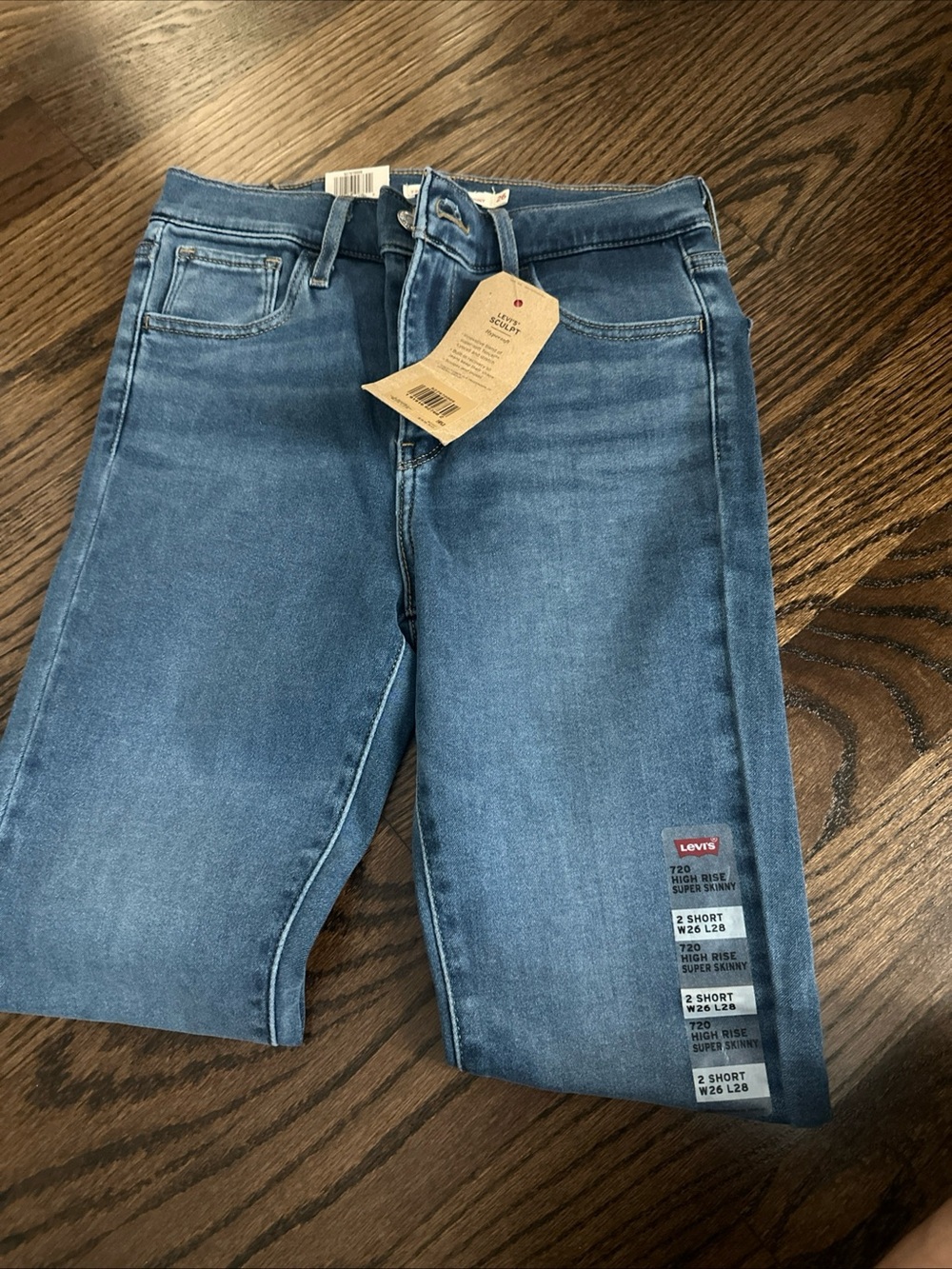 Levi's Medium Blue High-Rise Super Skinny Denim Shorts
